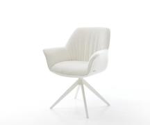 Drehstuhl Keila-Flex mit Armlehnen Bouclé Soft Beige Kreuzgestell brei...