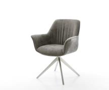 Drehstuhl Keila-Flex mit Armlehnen Bouclé Soft Schlamm Kreuzgestell br...