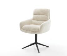 Drehstuhl Abelia-Flex mit Armlehnen Plüsch Creme-Weiß Fußkreuz Schwarz...