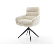 Drehstuhl Abelia-Flex mit Armlehnen Plüsch Creme-Weiß Kreuzgestell bre...