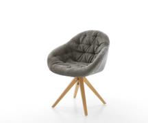 Drehstuhl Gaio-Flex Bouclé Soft Schlamm Holzgestell kantig Natur 180° ...