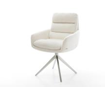 Drehstuhl Abelia-Flex mit Armlehnen Bouclé Soft Beige Kreuzgestell bre...
