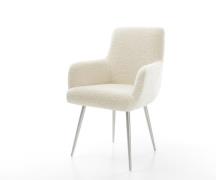 Esszimmerstuhl Heira-Flex mit Armlehnen Teddystoff Beige 4-Fuß konisch...