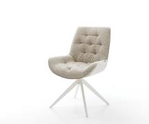 Drehstuhl Taimi-Flex Webstoff Soft Beige Kreuzgestell breit Weiß 360° ...