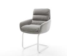 Freischwinger Abelia-Flex mit Armlehnen Strukturstoff Soft Grau Freisc...