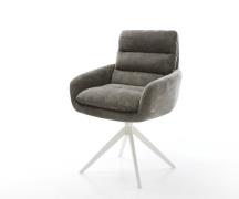 Drehstuhl Abelia-Flex mit Armlehnen Bouclé Soft Schlamm Kreuzgestell b...