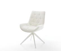 Drehstuhl Taimi-Flex Bouclé Soft Beige Kreuzgestell breit Weiß 360° dr...