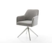 Drehstuhl Greg-Flex Strukturstoff Soft Grau Kreuzgestell breit Edelsta...