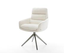 Drehstuhl Abelia-Flex mit Armlehnen Bouclé Soft Beige Kreuzgestell bre...