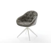 Drehstuhl Gaio-Flex Bouclé Soft Schlamm Kreuzgestell breit Weiß 360° d...