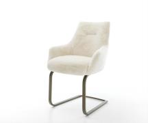 Freischwinger Alja-Flex mit Armlehnen Plüsch Creme-Weiß Freischwinger ...