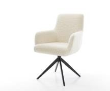 Drehstuhl Heira-Flex mit Armlehnen Teddystoff Beige Kreuzgestell breit...