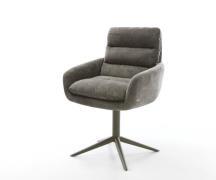 Drehstuhl Abelia-Flex mit Armlehnen Bouclé Soft Schlamm Fußkreuz Effek...