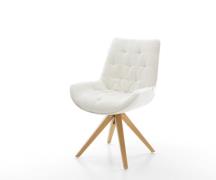 Drehstuhl Taimi-Flex Bouclé Soft Beige Holzgestell kantig Natur 180° d...
