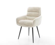 Esszimmerstuhl Abelia-Flex mit Armlehnen Plüsch Creme-Weiß 4-Fuß konis...