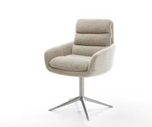 Drehstuhl Abelia-Flex mit Armlehnen Webstoff Soft Beige Fußkreuz Edels...