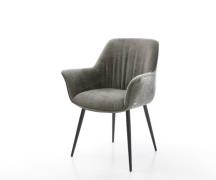 Esszimmerstuhl Keila-Flex mit Armlehnen Bouclé Soft Schlamm 4-Fuß koni...