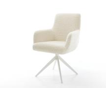Drehstuhl Heira-Flex mit Armlehnen Teddystoff Beige Kreuzgestell breit...