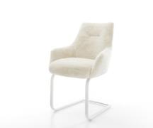 Freischwinger Alja-Flex mit Armlehnen Plüsch Creme-Weiß Freischwinger ...