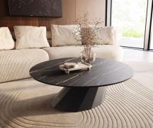 Couchtisch Edge Rund 100x100 cm Keramik Laminam® Noir Desir Braun Para...