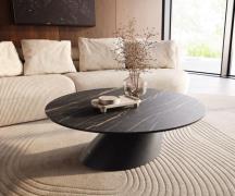 Couchtisch Edge Rund 100x100 cm Keramik Laminam® Noir Desir Braun Coni...