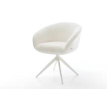 Drehstuhl Vinka-Flex mit Armlehnen Bouclé Soft Beige Kreuzgestell brei...