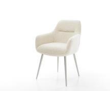 Esszimmerstuhl Pejo-Flex Teddystoff Beige 4-Fuß konisch Edelstahl Tasc...