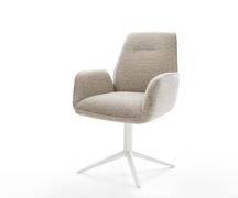 Drehstuhl Zoa-Flex Webstoff Soft Beige Fußkreuz Weiß 360° drehbar Wipp...
