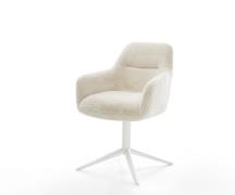 Drehstuhl Pejo-Flex Plüsch Creme-Weiß Fußkreuz Weiß 360° drehbar Wippf...