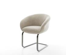 Freischwinger Vinka-Flex mit Armlehnen Webstoff Soft Beige Freischwing...