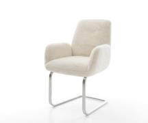 Freischwinger Zoa-Flex Plüsch Creme-Weiß Freischwinger flach Edelstahl...