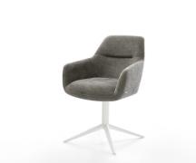 Drehstuhl Pejo-Flex Bouclé Soft Schlamm Fußkreuz Weiß 360° drehbar Wip...