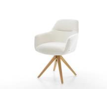 Drehstuhl Pejo-Flex Bouclé Soft Beige Holzgestell kantig Natur 180° dr...