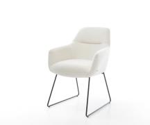 Esszimmerstuhl Pejo-Flex Bouclé Soft Beige Kufengestell Schwarz Tasche...