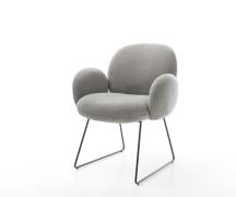 Esszimmerstuhl Nube-Flex mit Armlehnen Strukturstoff Soft Grau Kufenge...