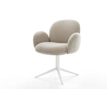 Drehstuhl Nube-Flex mit Armlehnen Webstoff Soft Beige Fußkreuz Weiß 36...