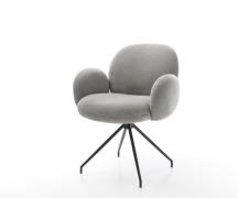 Esszimmerstuhl Nube-Flex mit Armlehnen Strukturstoff Soft Grau Kreuzge...