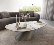 Couchtisch Edge Oval 140x75 cm Keramik Minas Melange Conis Metall Effe...