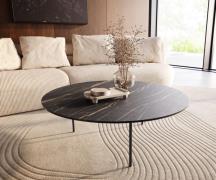 Couchtisch Edge Rund 100x100 cm Keramik Laminam® Noir Desir Braun Triv...