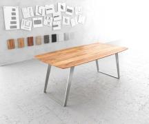 Esstisch Edge Boot 200x100 Akazie Natur Edelstahl Schräg Schweizer Kan...