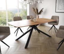 Esstisch Edge Boot 200x100 Akazie Natur Kreuzgestell Rechteck Schwarz ...