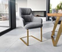 Freischwinger Zelia-Flex mit Armlehnen Strukturstoff Hellgrau Freischw...