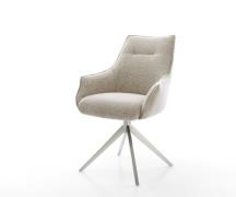 Drehstuhl Alja-Flex mit Armlehnen Webstoff Soft Beige Kreuzgestell bre...