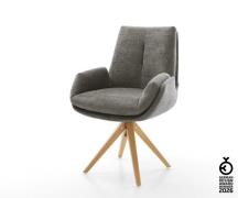 Drehstuhl Clea-Flex Bouclé Soft Schlamm Holzgestell kantig Natur 180° ...