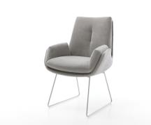 Esszimmerstuhl Clea-Flex Strukturstoff Soft Grau Kufengestell Edelstah...