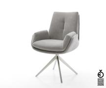 Drehstuhl Clea-Flex Strukturstoff Soft Grau Kreuzgestell breit Edelsta...