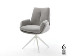 Drehstuhl Clea-Flex Strukturstoff Soft Grau Kreuzgestell breit Weiß 36...