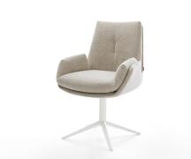 Drehstuhl Clea-Flex Webstoff Soft Beige Fußkreuz Weiß 360° drehbar Wip...