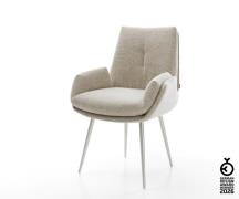 Esszimmerstuhl Clea-Flex Webstoff Soft Beige 4-Fuß konisch Edelstahl