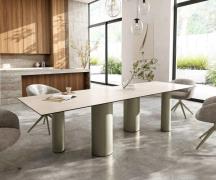 Esstisch Edge 300x100 Keramik Laminam® Travertino Bianco Creme-Weiß Pi...